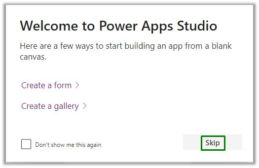 Power Apps Studio Interface