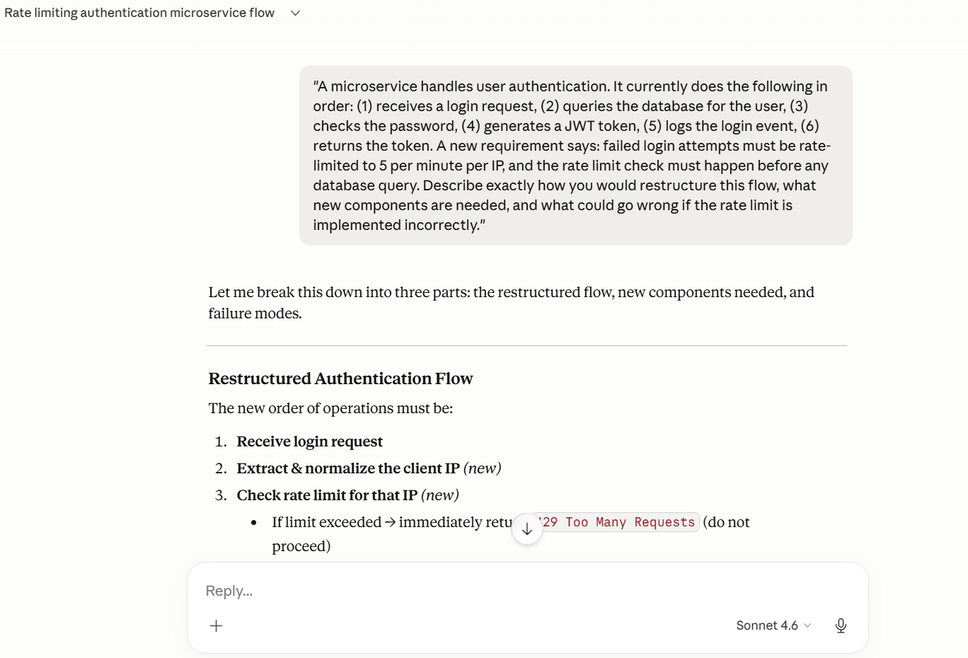 Asking Claude Sonnet 4.6 to perform multi step reasoning