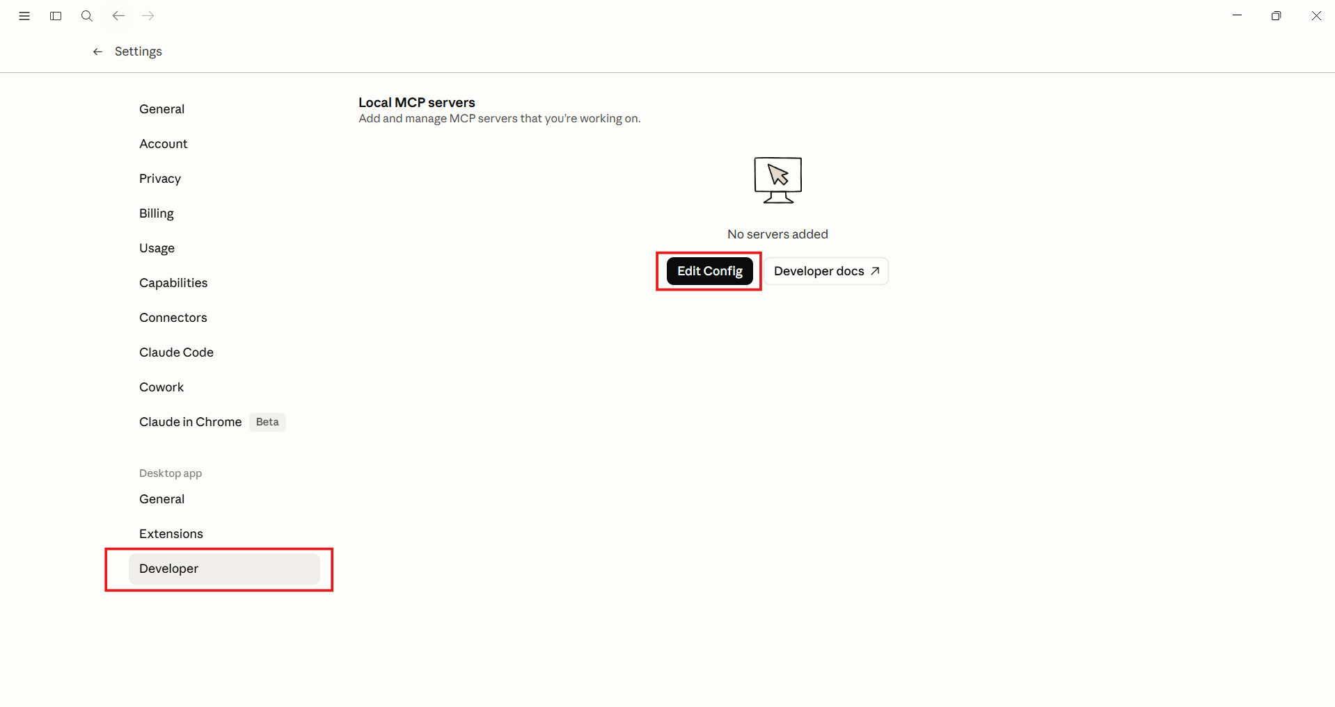 Editing Config in Claude Desktop