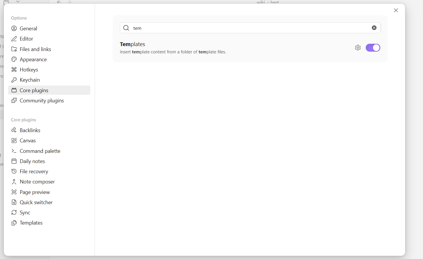 Using Template Plugin in Obsidian