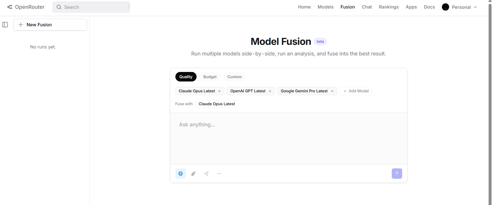 Openrouter Fusion API