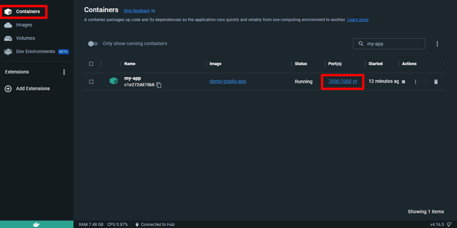 Web App for Gradio Step 7C