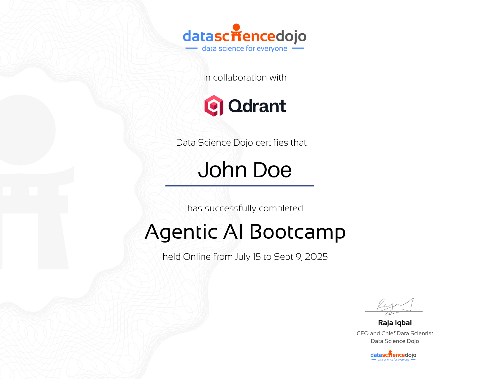 Data Science Dojo verified certificate