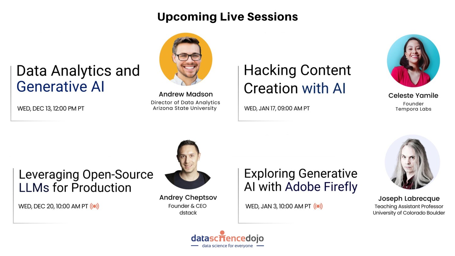 Large Language Models Live Webinars